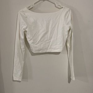 Susana Monaco | White Form-Fitting Long-Sleeve Crop - Size M